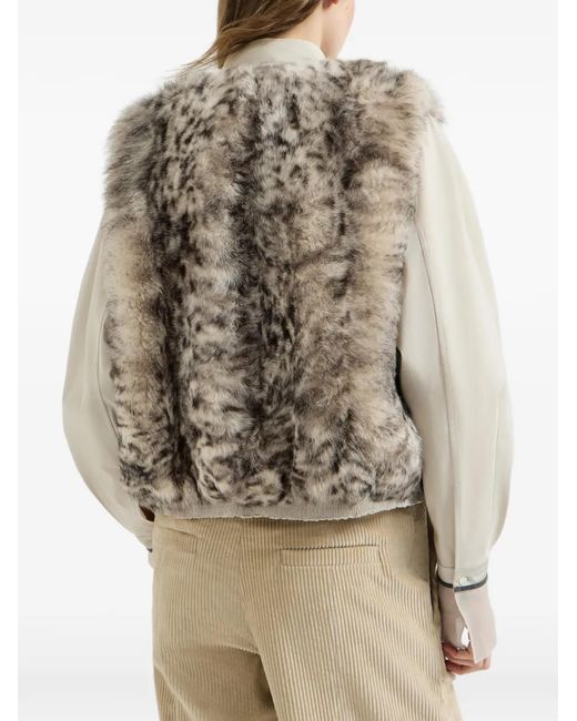 Brunello Cucinelli Natural Lynx-Effect Shearling Reversible Vest
