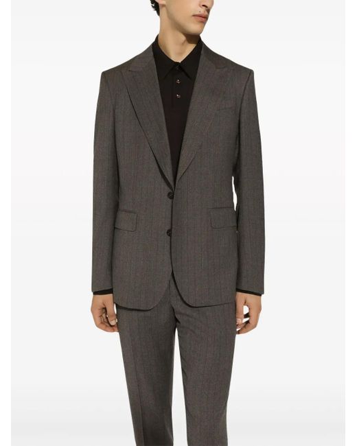 Dolce & Gabbana Gray Pinstripe Single-Breasted Jacket for men