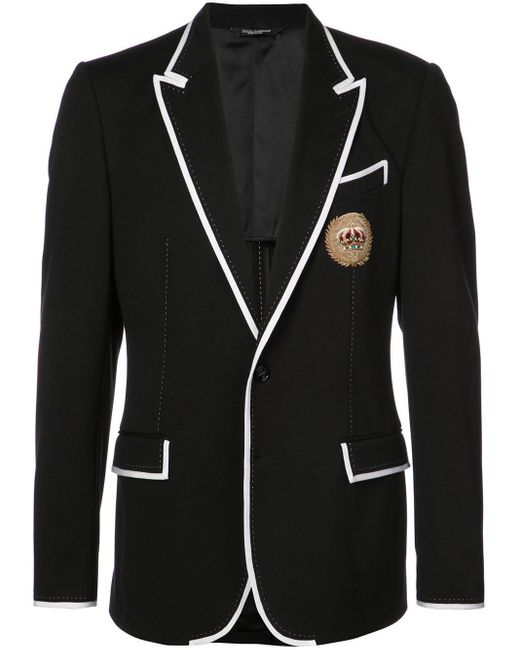 Dolce & Gabbana Black Contrast Piping Blazer for men