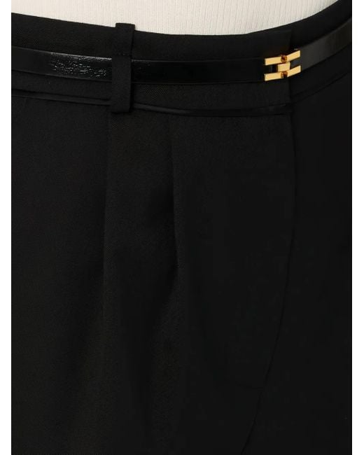 Elisabetta Franchi Black Gürtel-Shorts Mit Paspeln Aus Satin