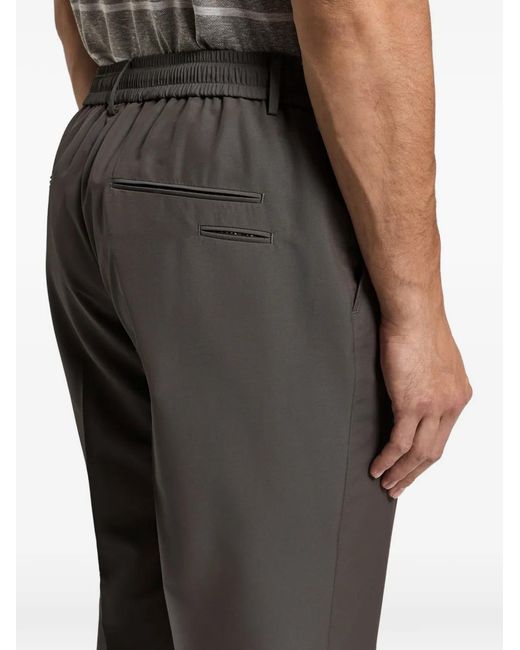 Peserico Gray Linen Straight-Leg Trousers for men