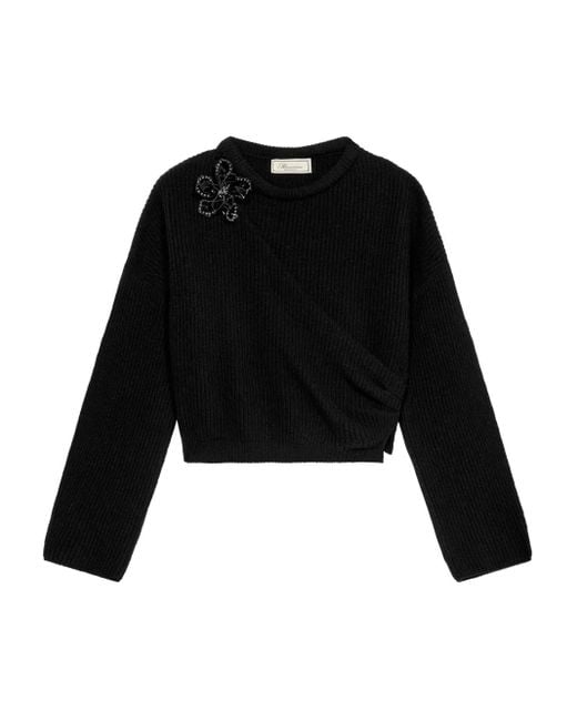 Maglione Con Applicazione A Fiori di Blumarine in Black