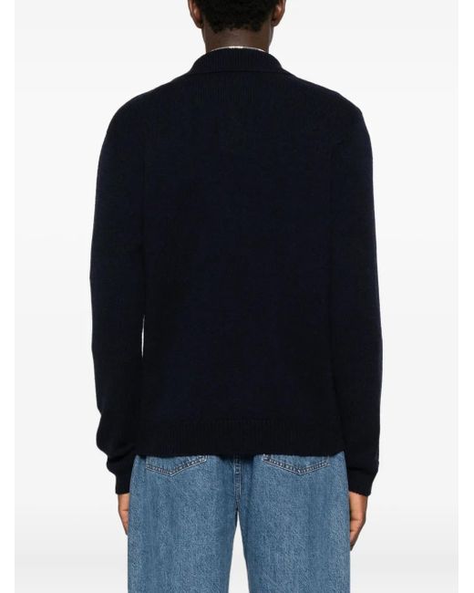 Scaglione Black Collared Sweater for men