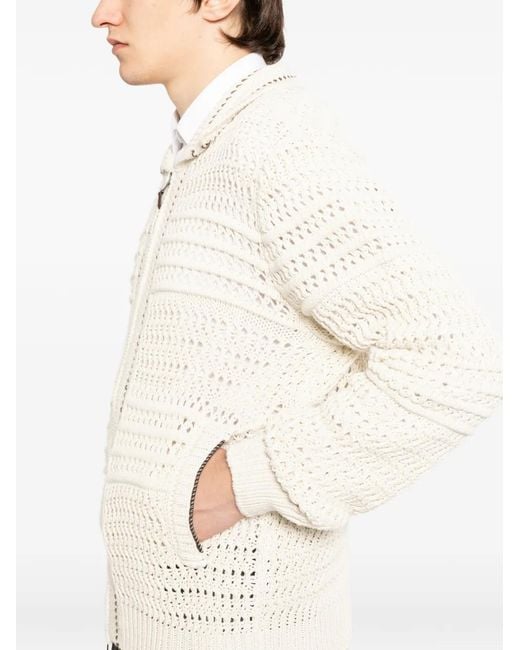 Canali White Zip Knitted Cardigan for men
