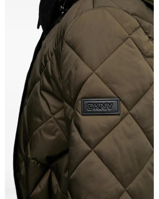 DKNY Green Quilted Hooded Parka