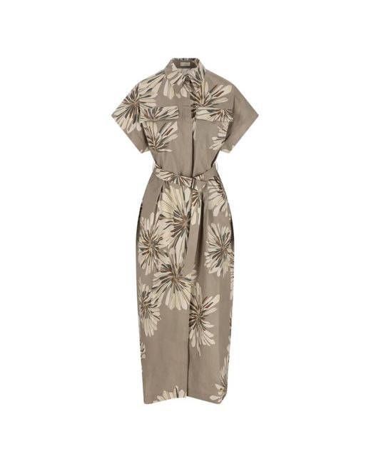 Brunello Cucinelli Natural Printed Cotton Dress