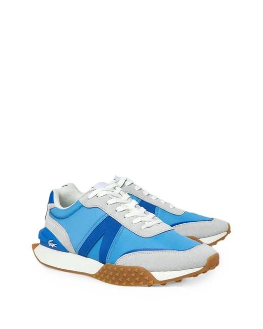 Lacoste Blue L-Spin Deluxe Panelled Lace-Up Leather Sneakers for men