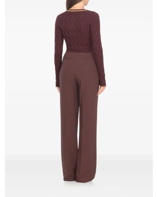 Elisabetta Franchi Cropped Trui Met Rits in het Purple