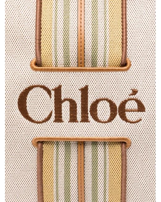 Chloé White Woody Loop Printed Tote Bag