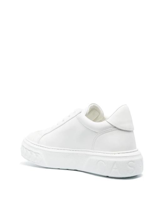 Casadei White Logo-Patch Low-Top Sneakers