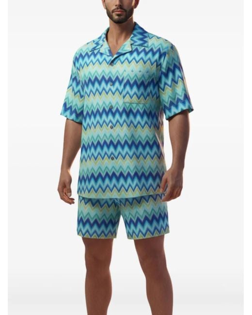 Missoni Blue Zigzag-Pattern Swim Short for men