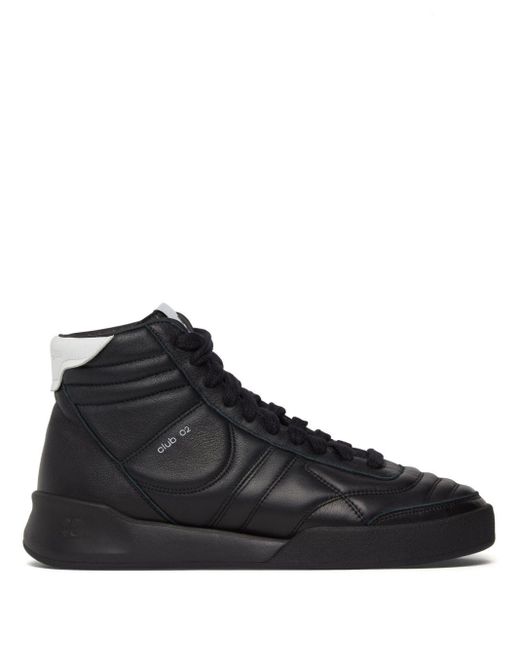Courreges Black Mid Club 02 Leather Sneakers