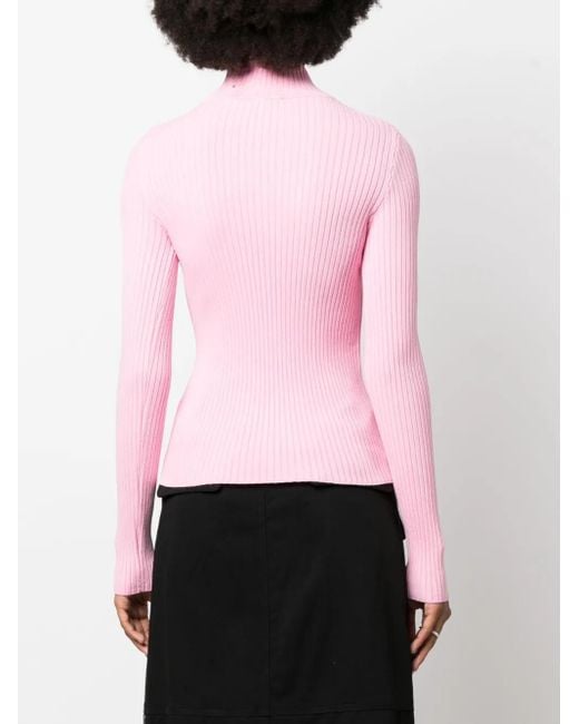 Pull Nervuré À Patch Logo Courreges en coloris Pink