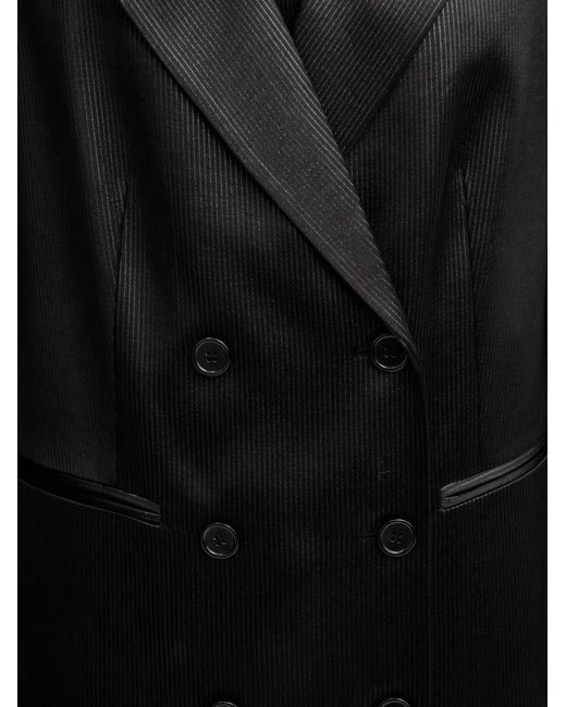 Guess Black Pinstripe Double-Breasted Top