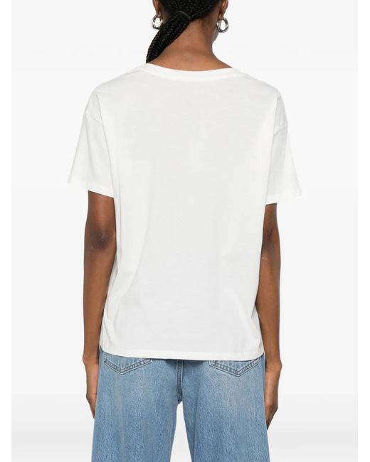 Majestic Filatures White T-Shirt À Col V