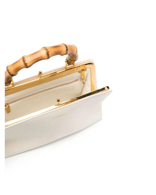 Jil Sander White Bamboo-handle Leather Tote Bag