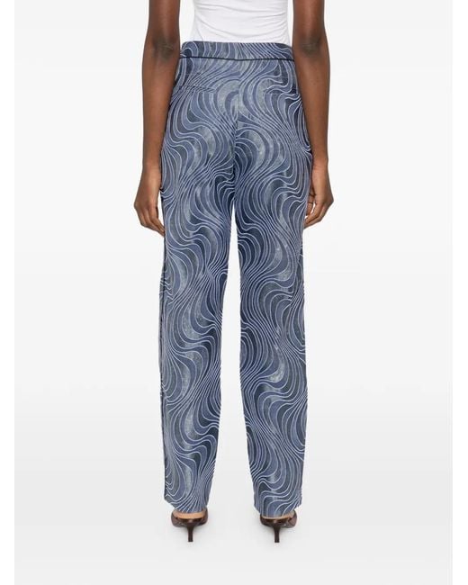Botsi Blue Illusion-Print Trousers