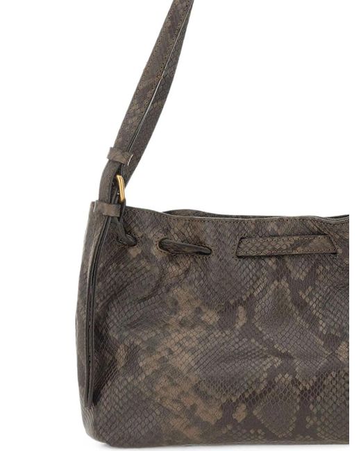 Gianni Chiarini Gray Mimi Snakeskin-Effect Shoulder Bag