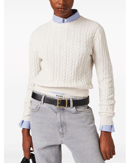 Miu Miu White Cable-knit Cashmere Jumper