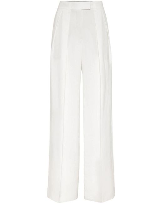 Brunello Cucinelli White Wide-leg Tailored Trousers