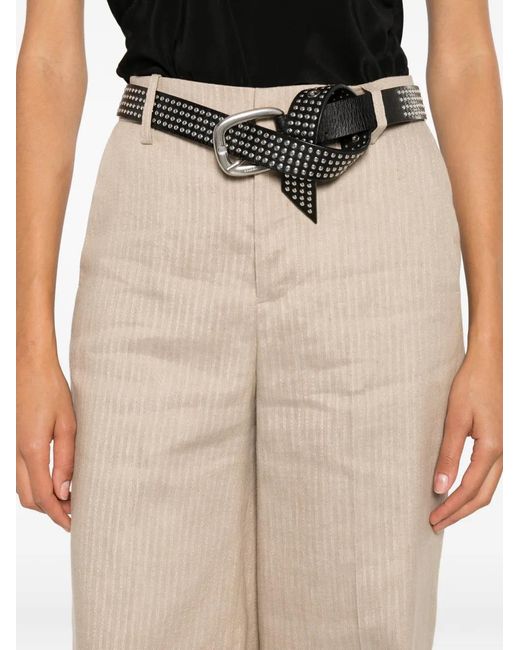 Zadig & Voltaire White Pinstripe Wide-Leg Trousers