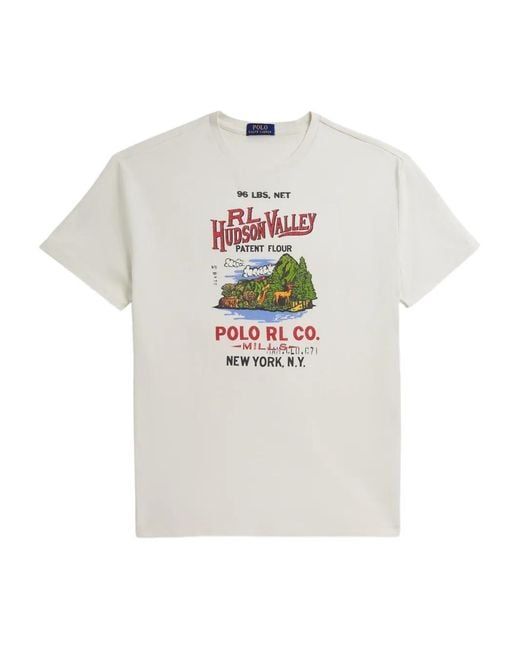 Polo Ralph Lauren White Crew-Neck Printed T-Shirt for men