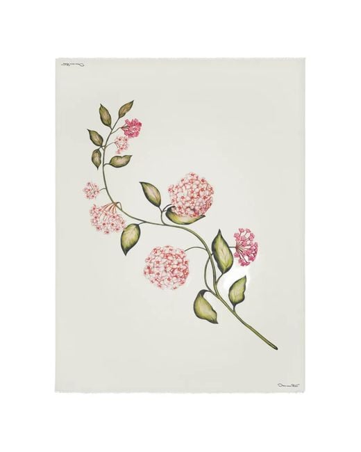 Oscar de la Renta White Floral-Print Scarf