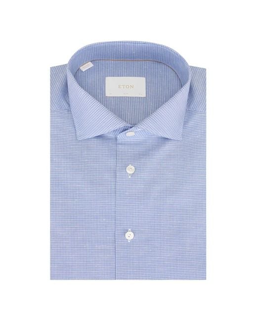 Eton of Sweden Blue Check-Printed Shirt for men