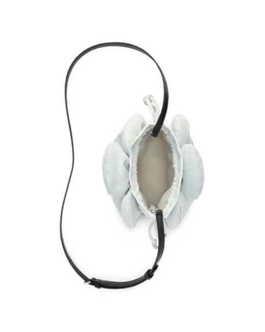 Marc Jacobs Gray Mini Floral-Appliqué Drawstring Bucket Bag