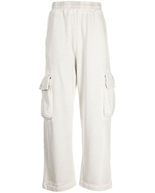 Izzue White Wide-leg Elasticated-waistband Cargo Trousers for men