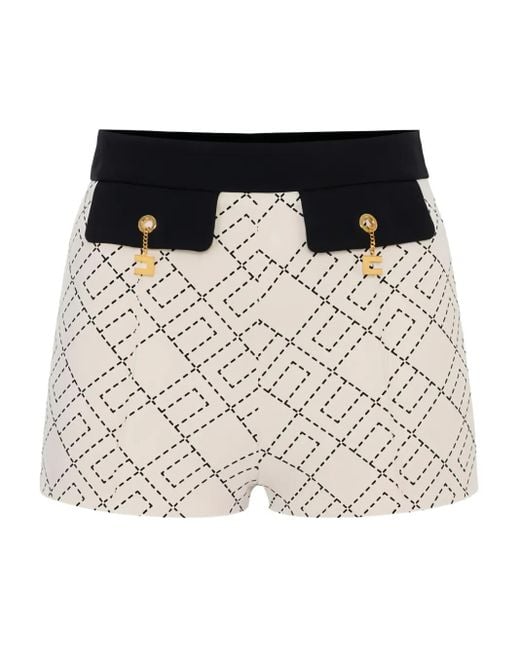 Elisabetta Franchi Black Charm-Print Shorts
