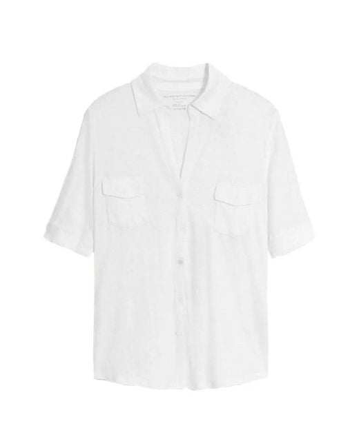 Majestic Filatures White Chest-Pocket Short-Sleeve Shirt