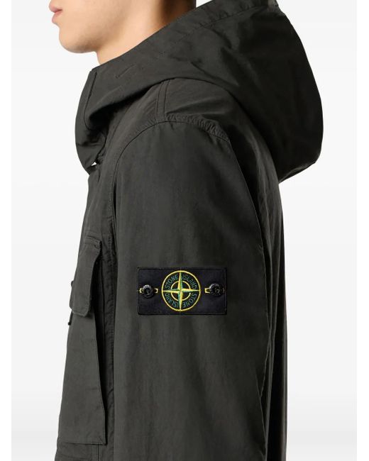 Stone Island Black Hooded Patch-Pocket Jacket for men