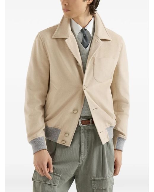Brunello Cucinelli Natural Lightweight Virgin-Wool Cloth Outerwear Jacket for men