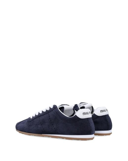Miu Miu Blue Plume Suede Lace-Up Sneakers