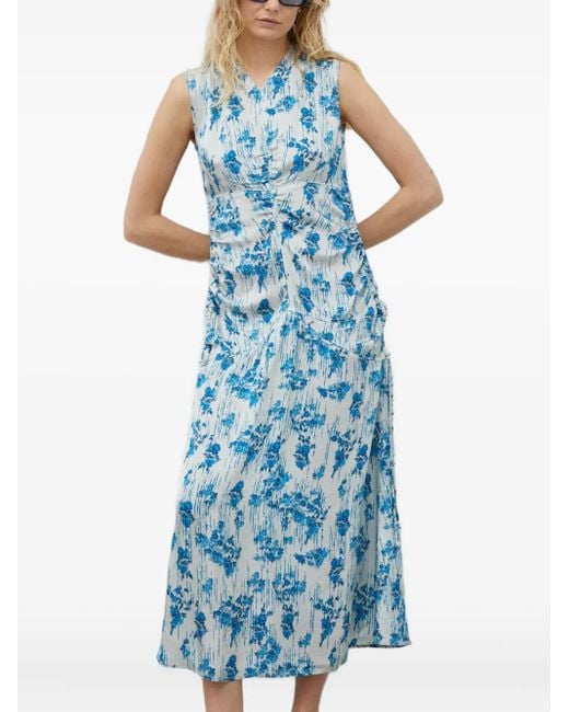 Day Birger et Mikkelsen Floral Gathered Midi Dress Blue