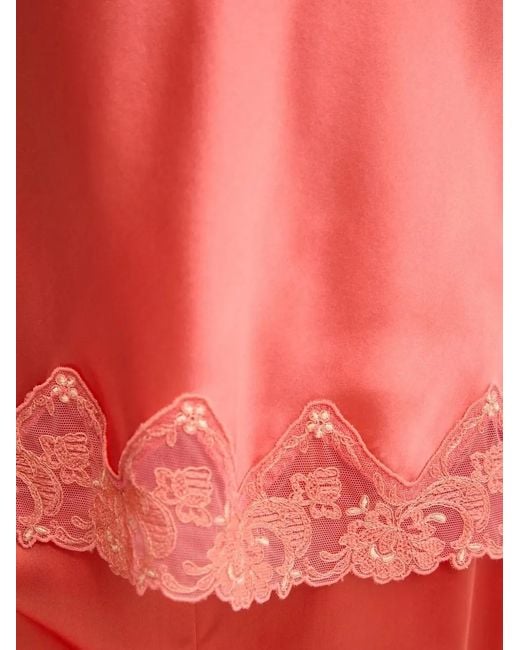 Chantelle Pink Lace-Trim Cut-Out Pajama Top