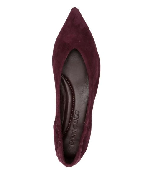 Pomme D ́Or Red Pointed-Toe Suede Ballet Flats