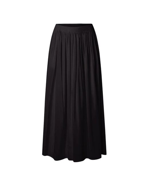 Loulou de Saison Black Naya Gathered Flared Long Skirt