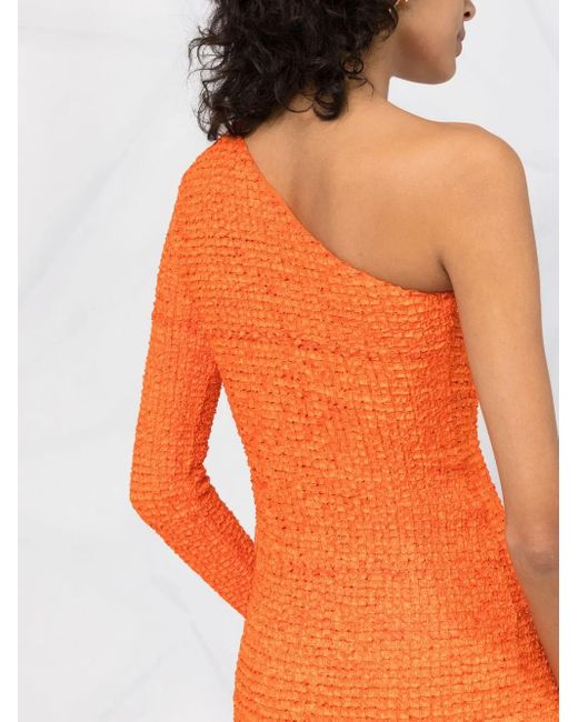 Nanushka Orange Robe Courte Cintrée À Design À Une Manche