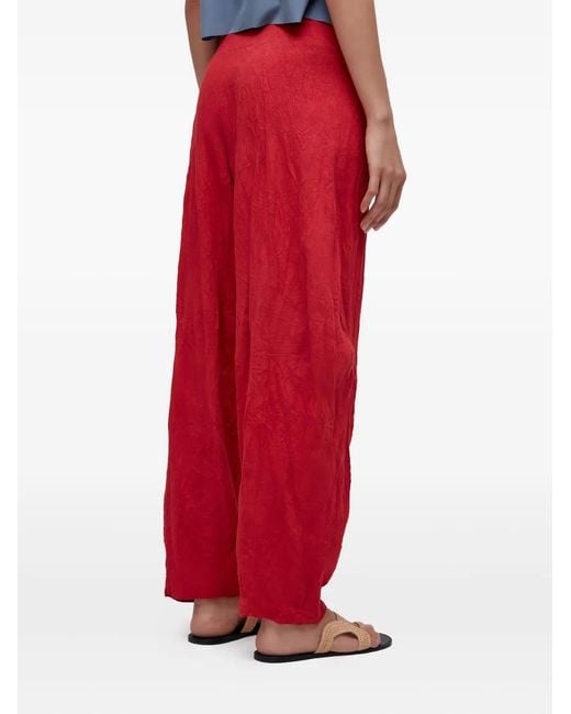 Osklen Red Crinkled-Effect Trousers