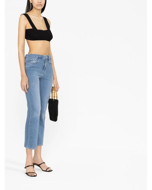 Patou Black Square-Neck Tweed Crop Top