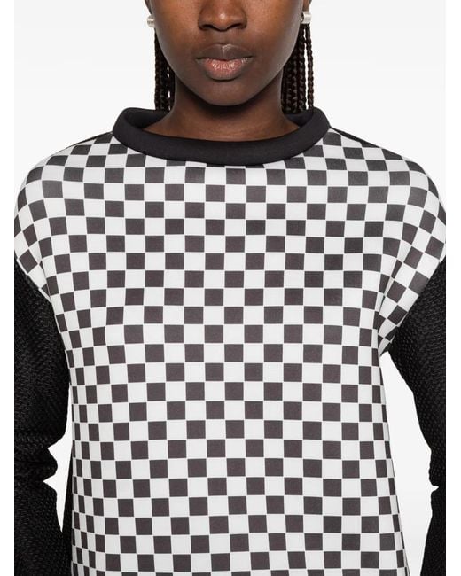 The Artistylist Black Checkerboard-Print Panelled Sweatshirt