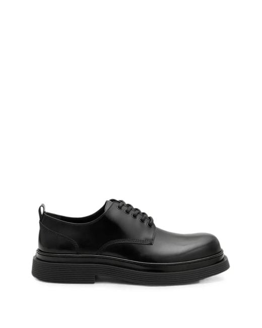 AMI Black Cow Leather Derby Shoes for men