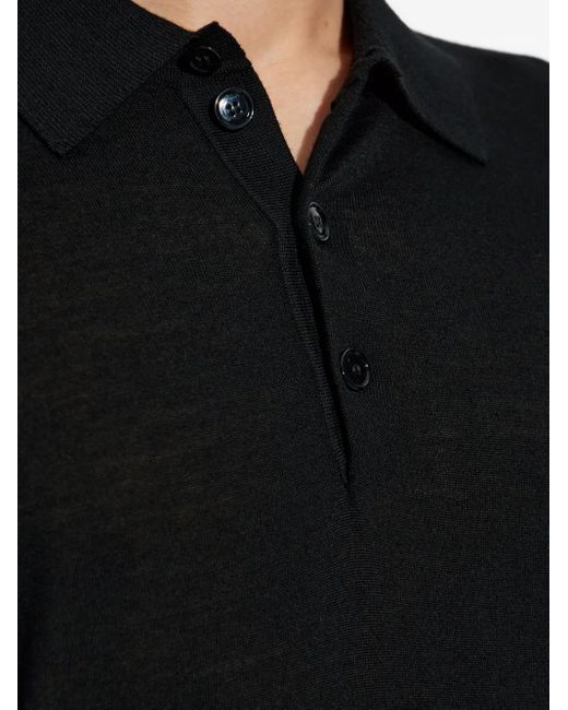 Giorgio Armani Black Long-Sleeve Polo Shirt for men