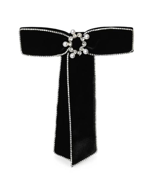 Anouki Black Crystal-Embellished Velvet Hair Clip