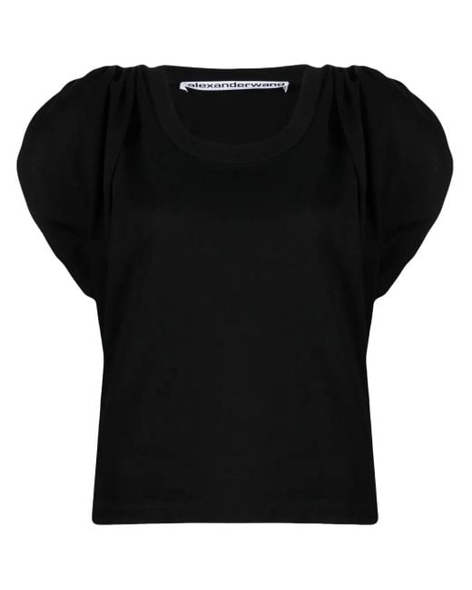 Alexander Wang Black Draped Shoulder Sleeveless Top Clothing