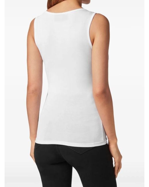Philipp Plein White Logo-Appliquéd Cotton Tank Top
