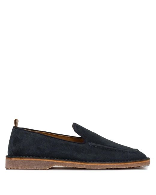 Buttero Blue Suede Stitching Loafers for men