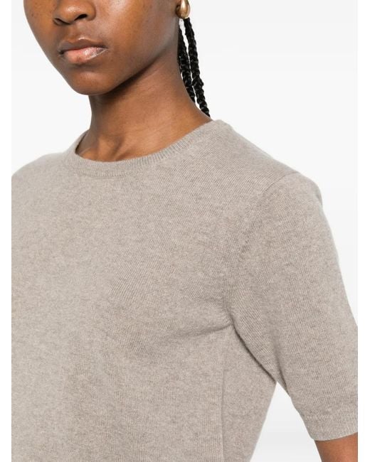 Soft Goat White Round-Neck Short-Sleeve Sweater